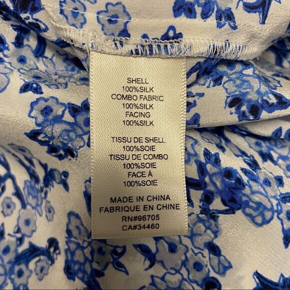 Rebecca Taylor Silk Aimee Print Blue White Top - Picture 7 of 7